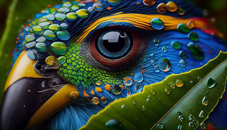 alta impressão de um animal colorido